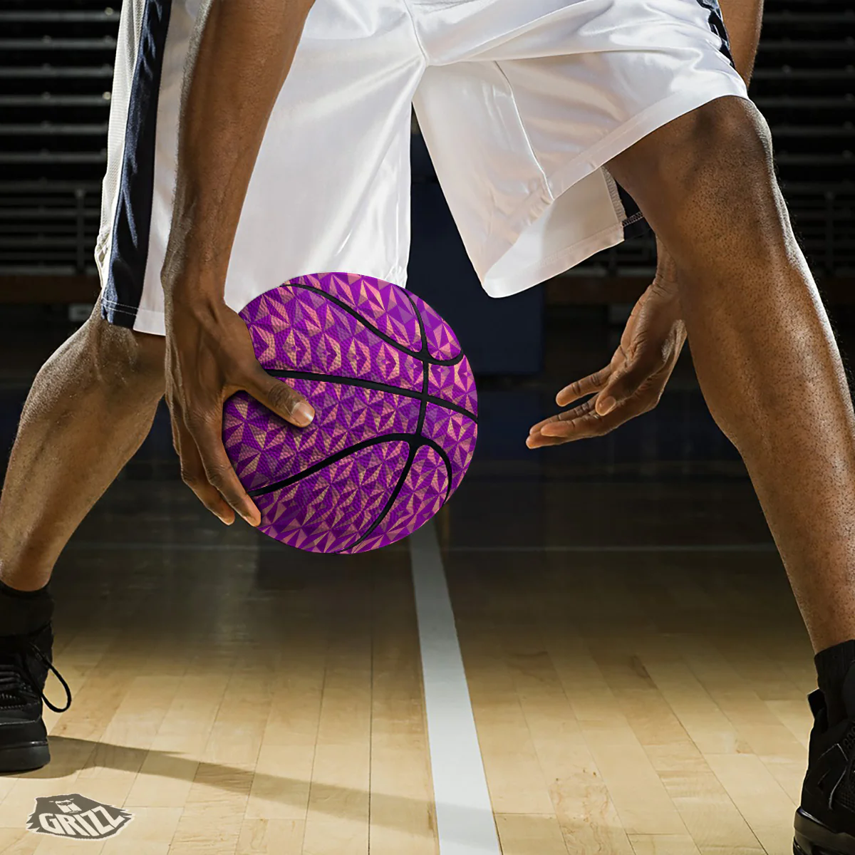 Purple Hexagonal Shape Print Pattern Basketball - Image 3