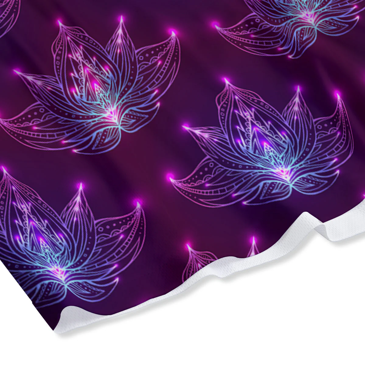 Purple Lotus Boho Print Pattern Mesh Shorts - Image 4