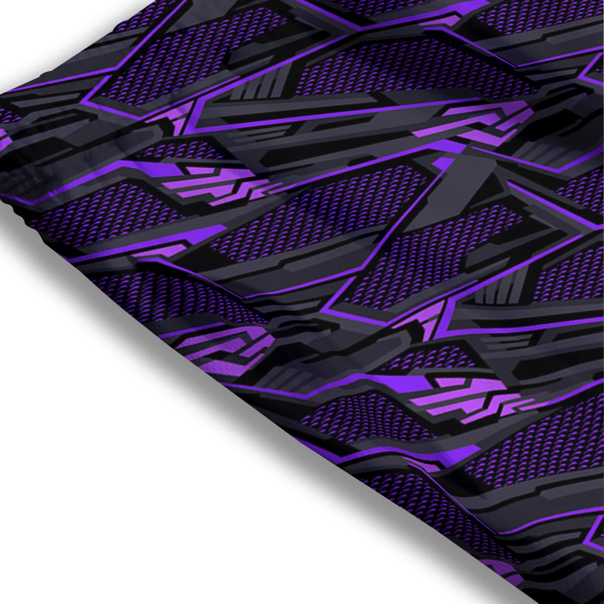 Purple Polygonal Shapes Print Mesh Shorts - Image 3
