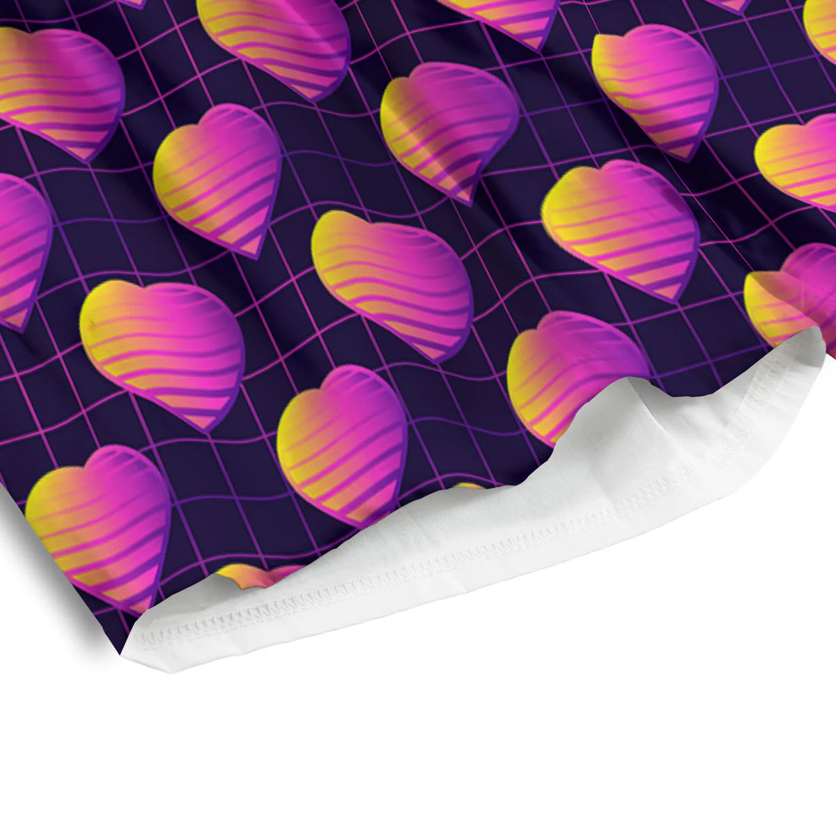 Purple Retro Heart Print Pattern Men's Athletic Shorts - Image 4