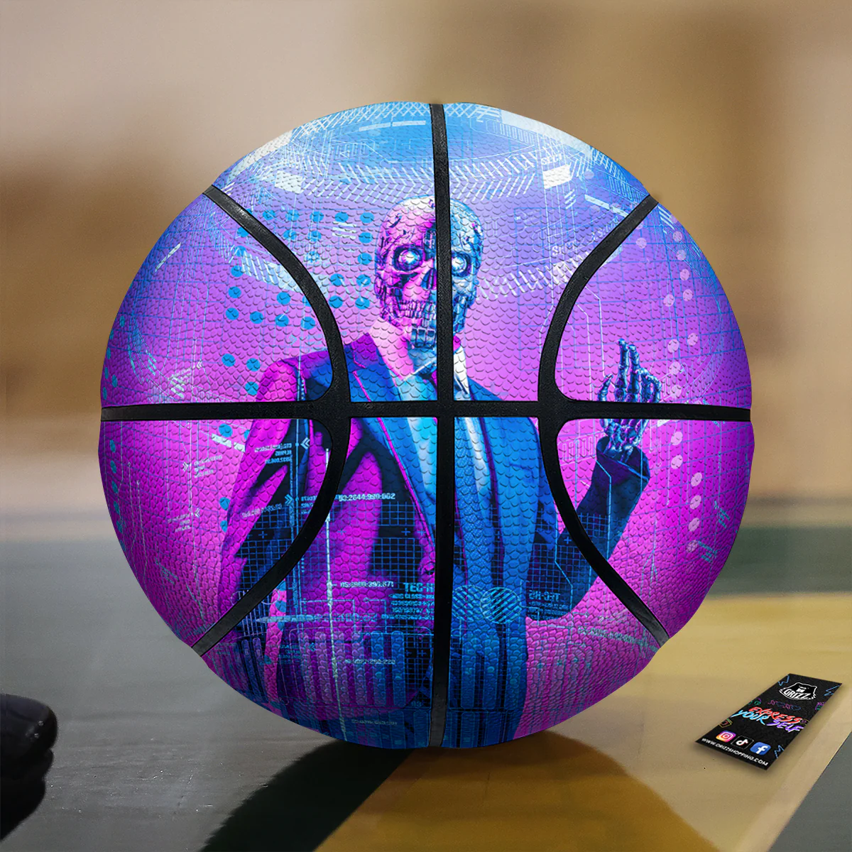 Purple Skeleton Cyber Print Basketball