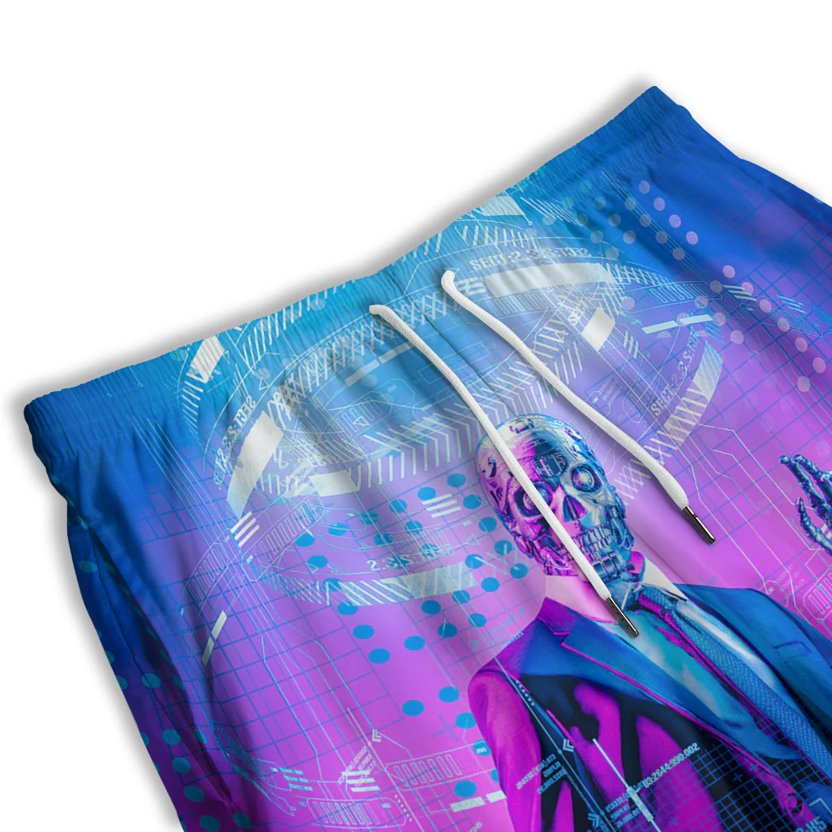 Purple Skeleton Cyber Print Men's Athletic Shorts - Image 3
