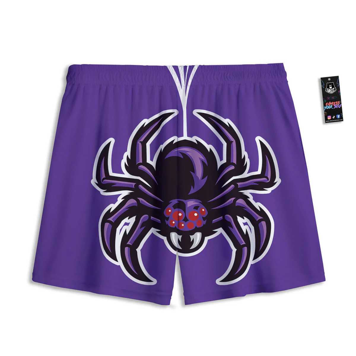 Purple Spider Print Mesh Shorts - Image 2