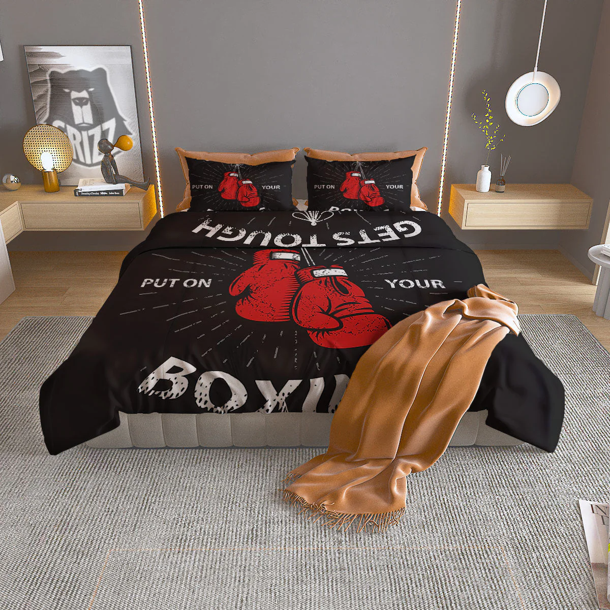 Put On Your Boxing Gloves Print Duvet Cover Bedding Set