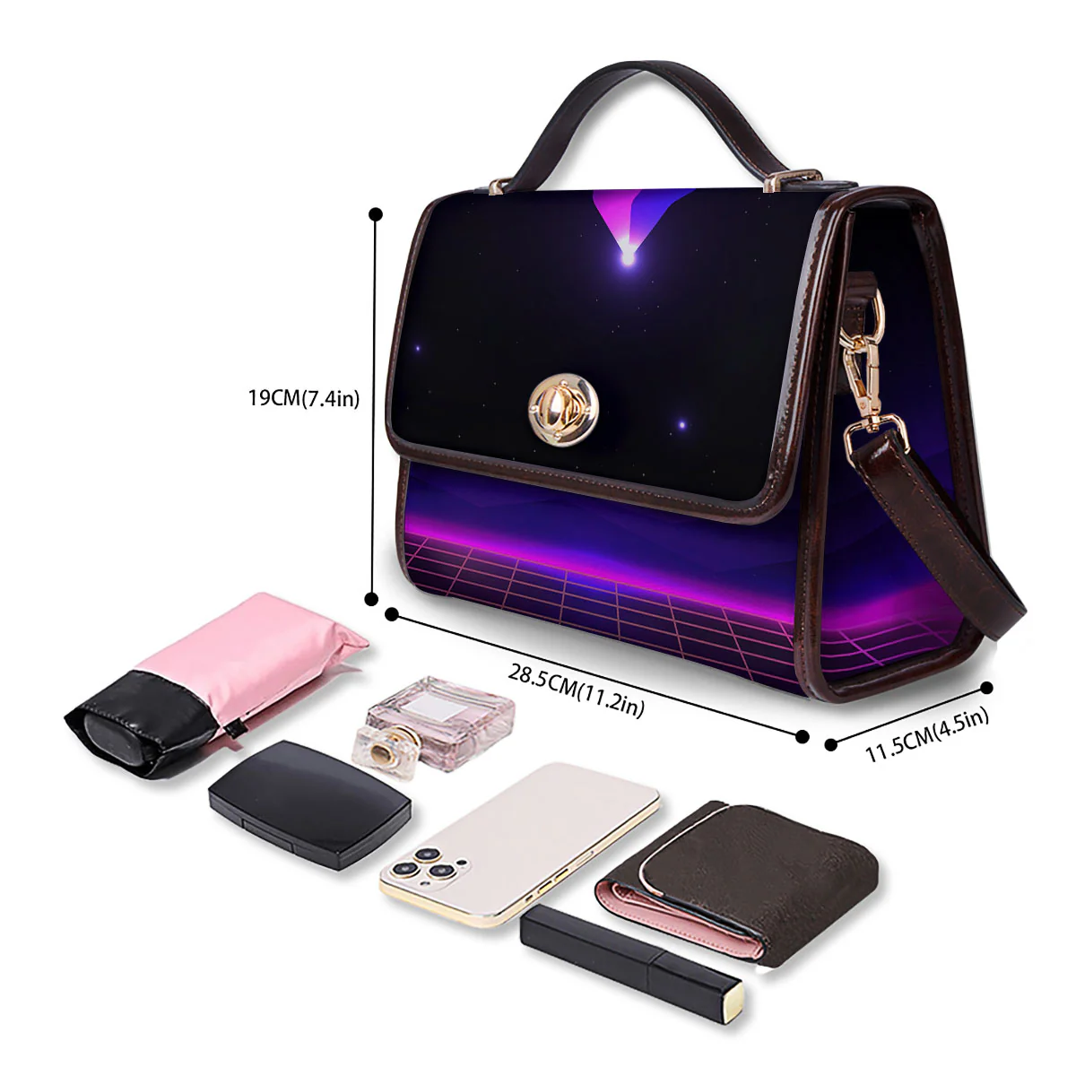 Pyramid Cloud Purple Print Women's Satchel Bag - Image 4