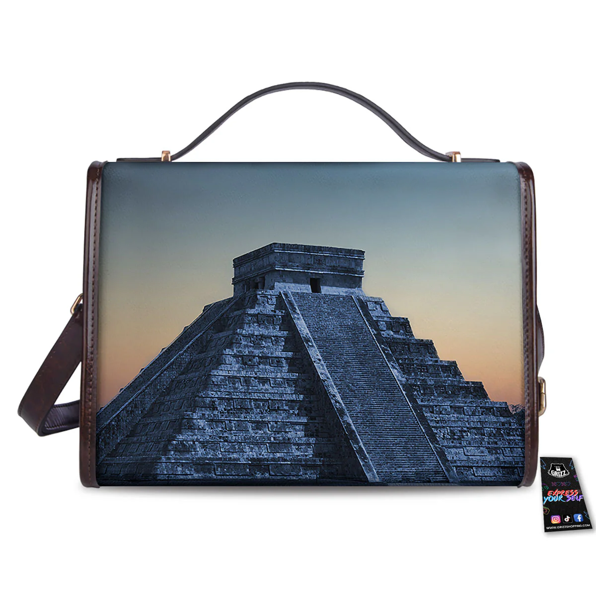 Pyramid Mayan Print Women's Satchel Bag - Image 2