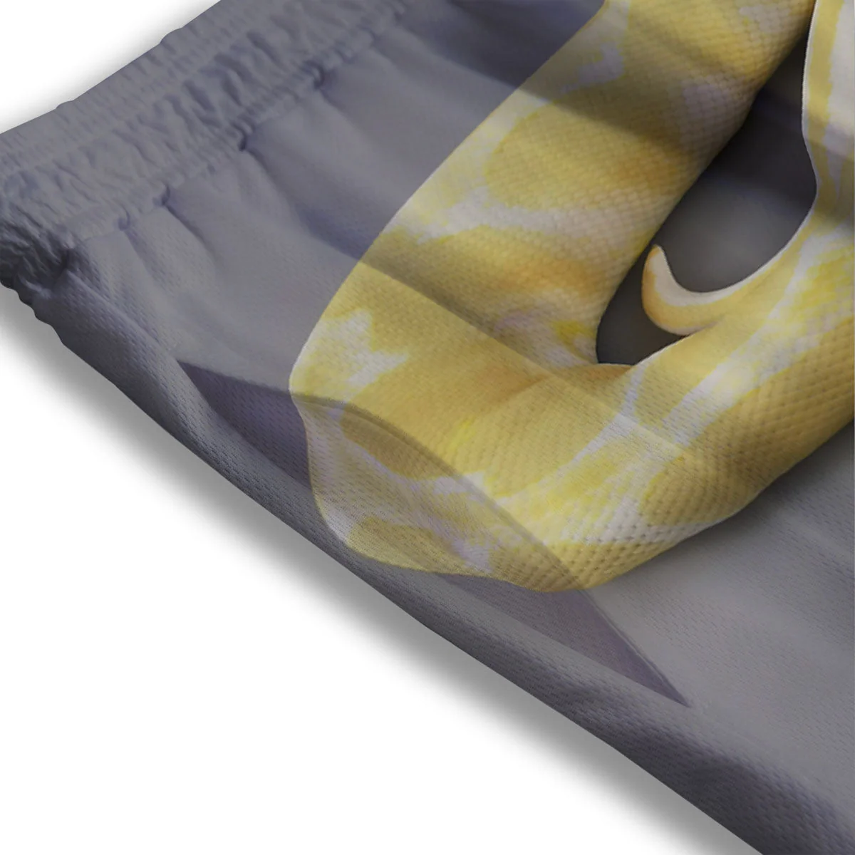 Python Snake Yellow And White Print Mesh Shorts - Image 3
