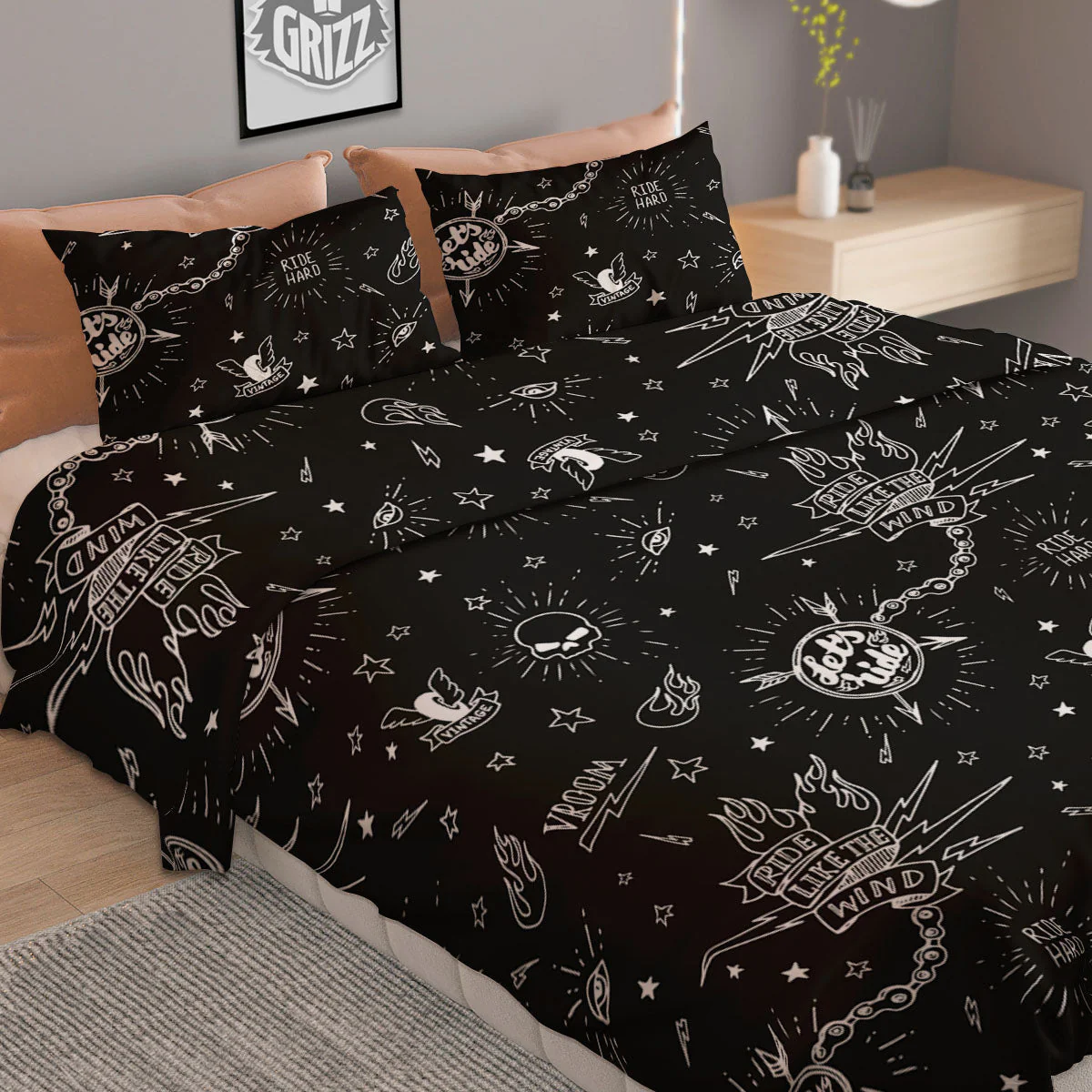 Quote Motorcycle Print Pattern Duvet Cover Bedding Set - Image 2