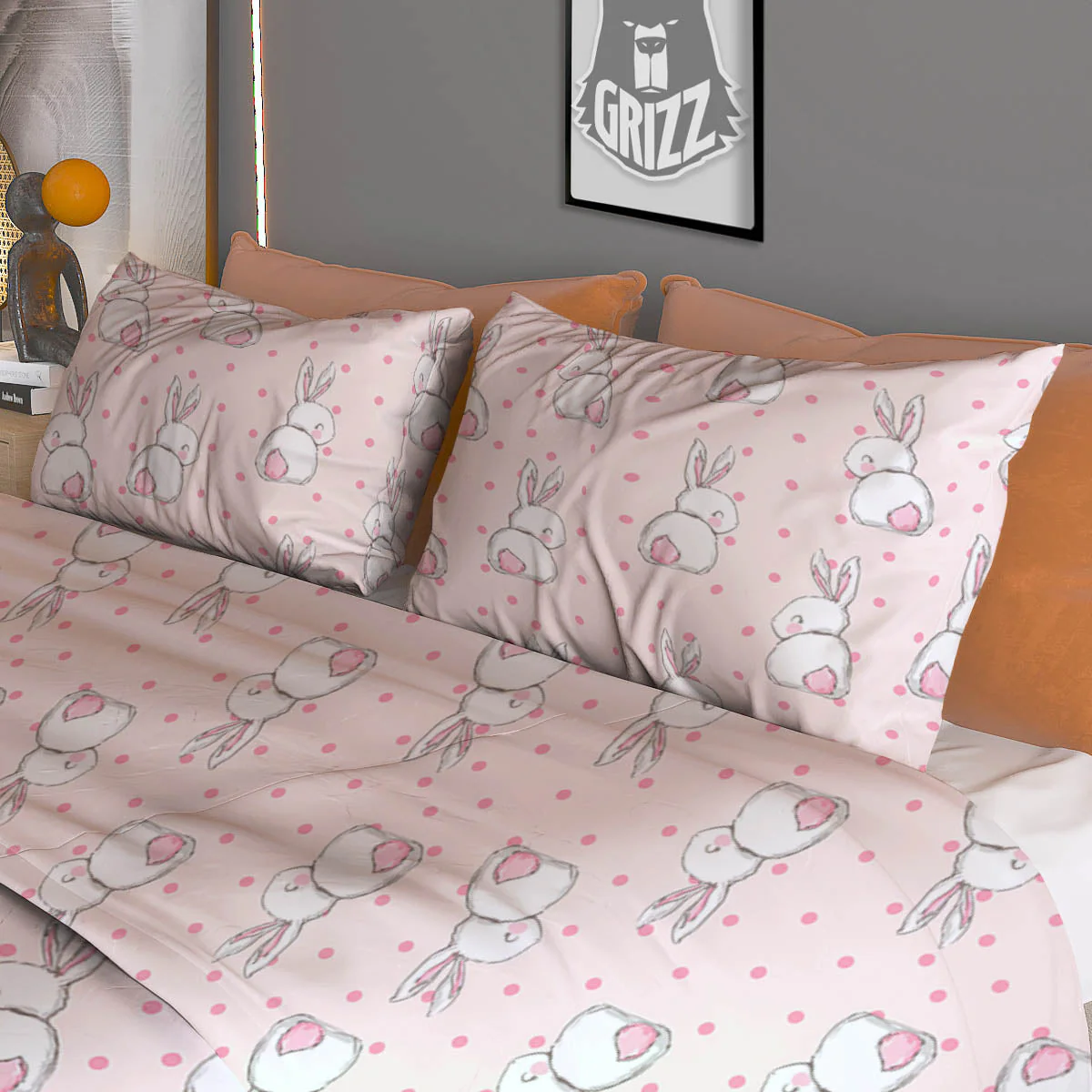 Rabbit Cartoon Print Pattern Duvet Cover Bedding Set - Image 3