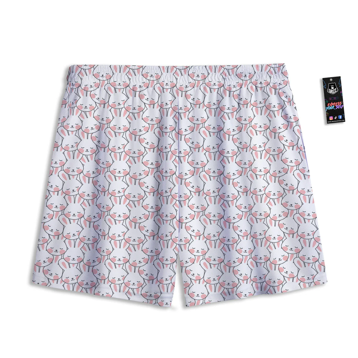 Rabbit Cute Print Pattern Mesh Shorts - Image 2