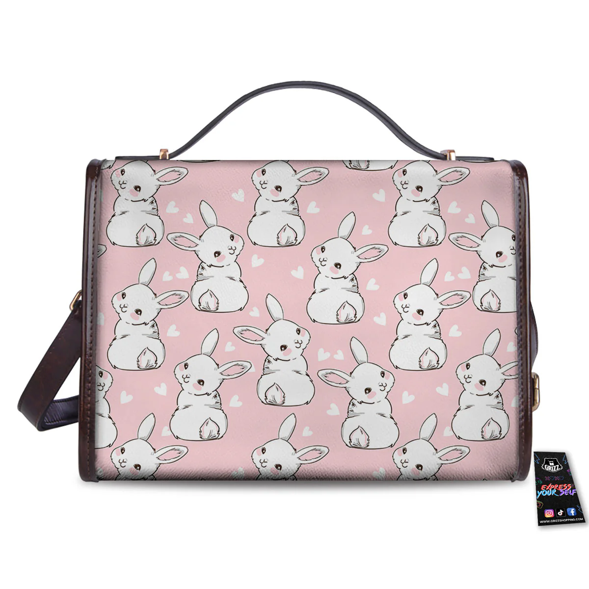 Rabbit Pink Print Pattern Women's Satchel Bag - Image 2