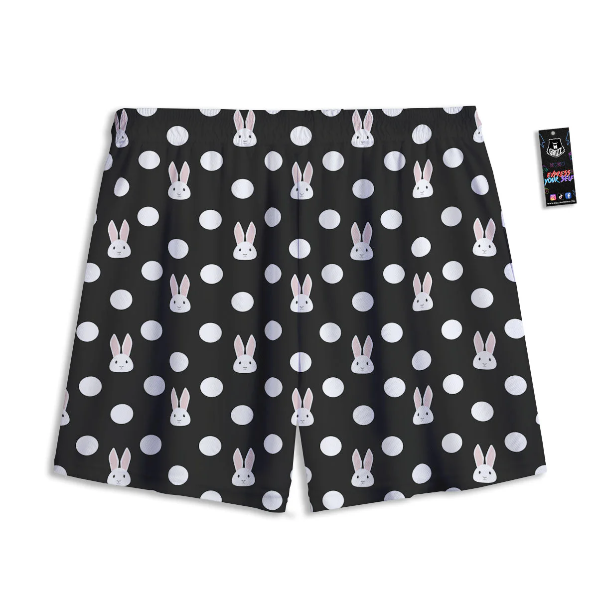 Rabbit Polka Dot Print Pattern Mesh Shorts - Image 2