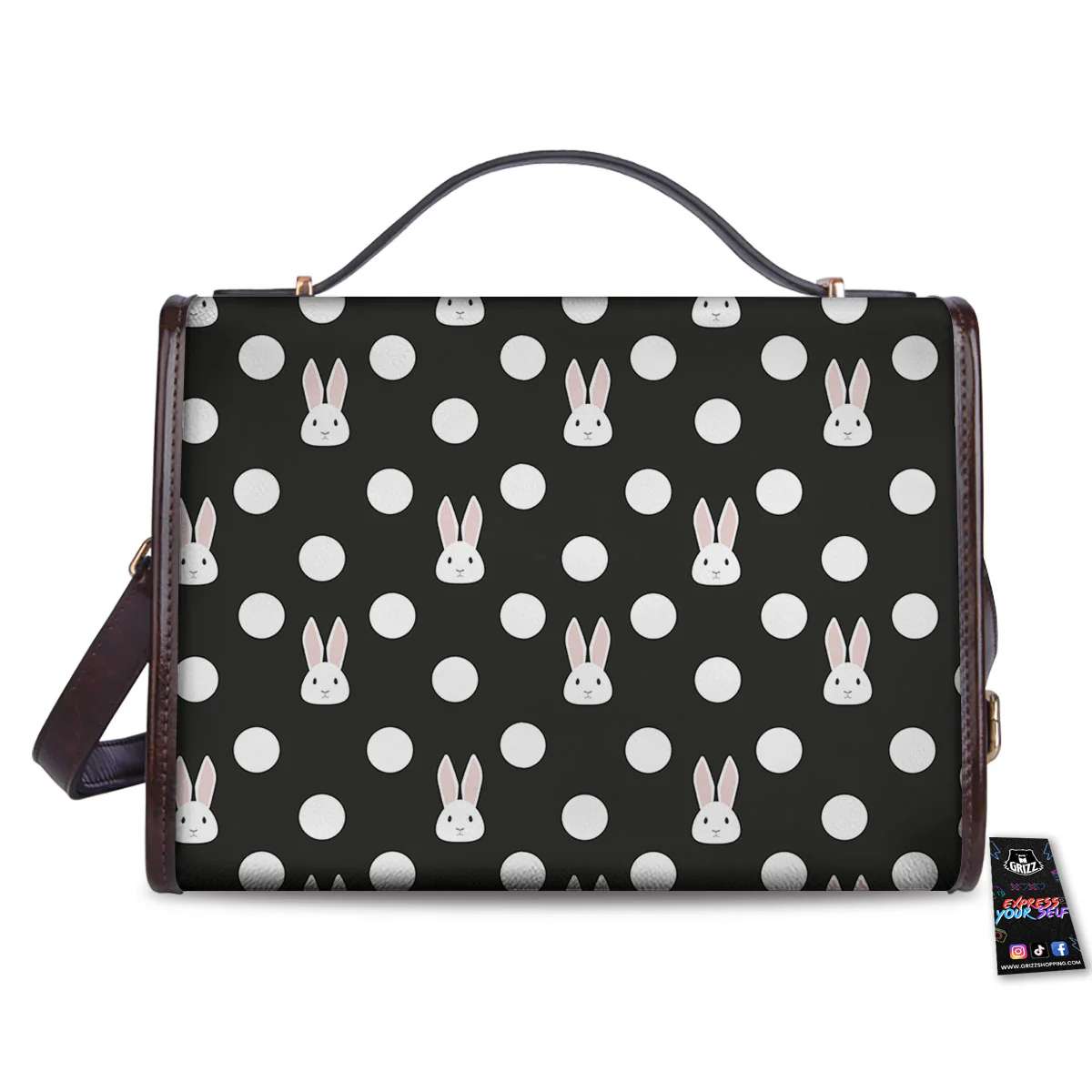 Rabbit Polka Dot Print Pattern Women's Satchel Bag - Image 2