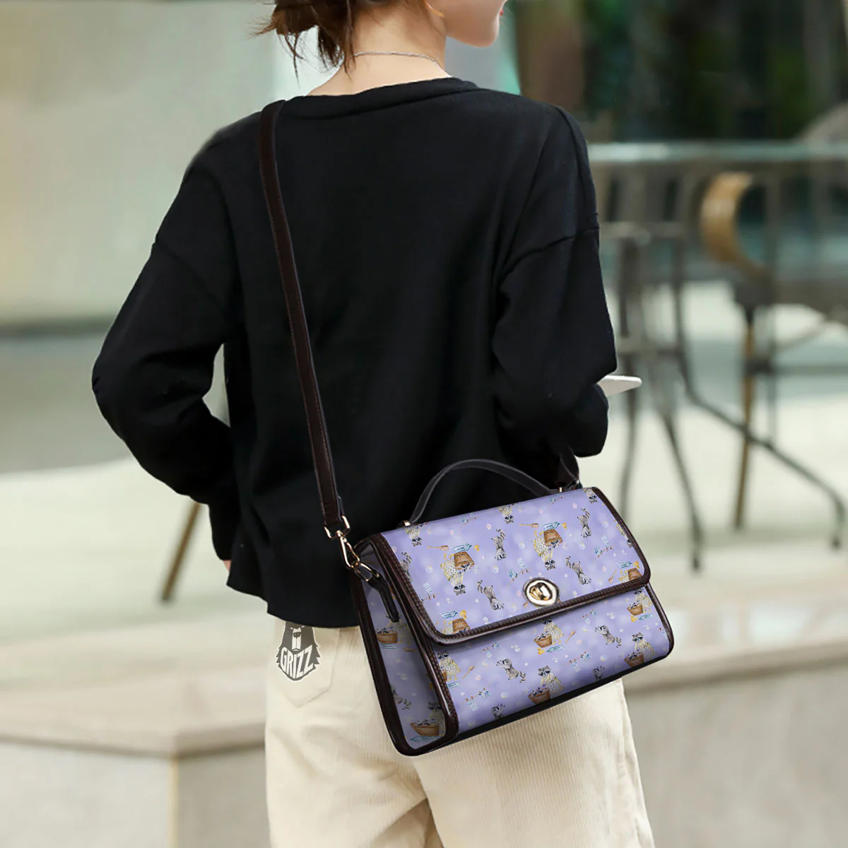 Raccoon Watercolor Print Pattern Women's Satchel Bag - Image 3