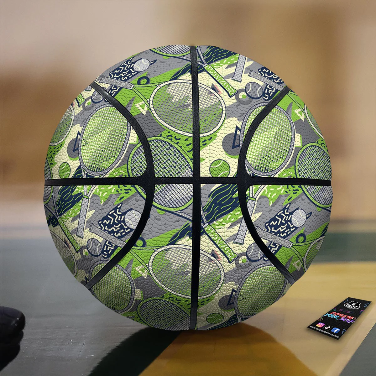 Racket And Tennis Ball Print Pattern Basketball