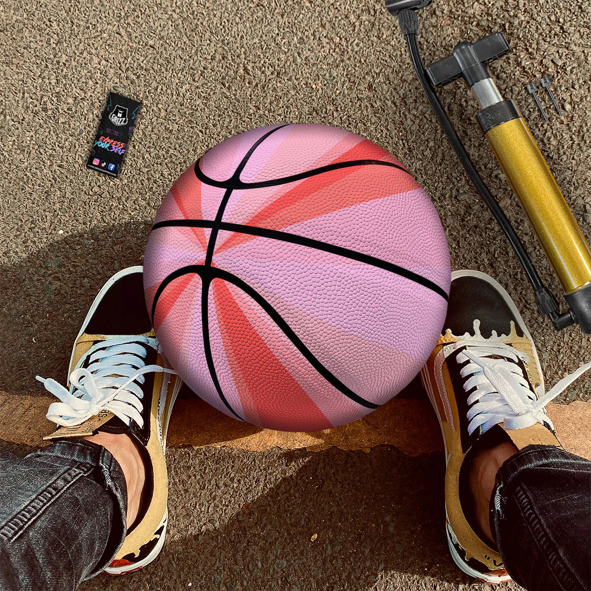 Radial Rays Pink Print Basketball - Image 2