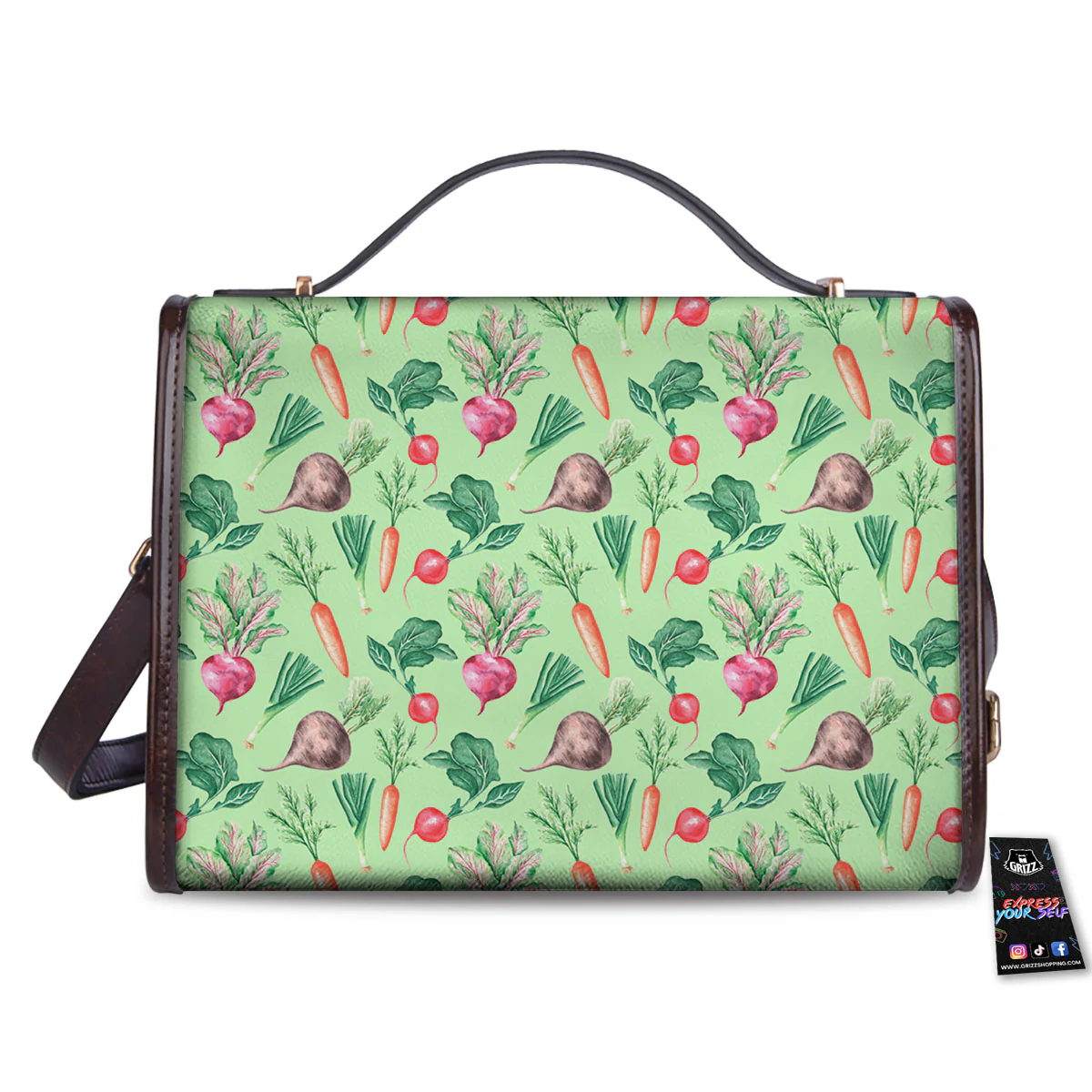 Radish And Watercolor Carrot Print Pattern Women's Satchel Bag - Image 2