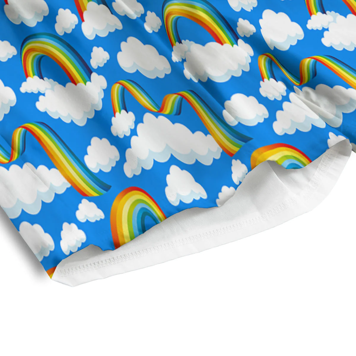 Rainbow And Clouds Blue Print Pattern Men's Athletic Shorts - Image 4