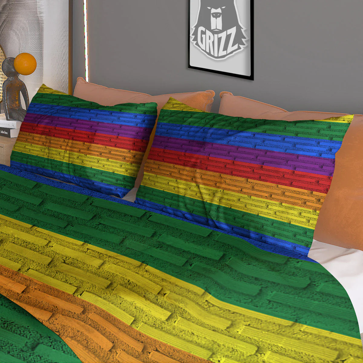 Rainbow Brick Wall LGBT Pride Print Duvet Cover Bedding Set - Image 3