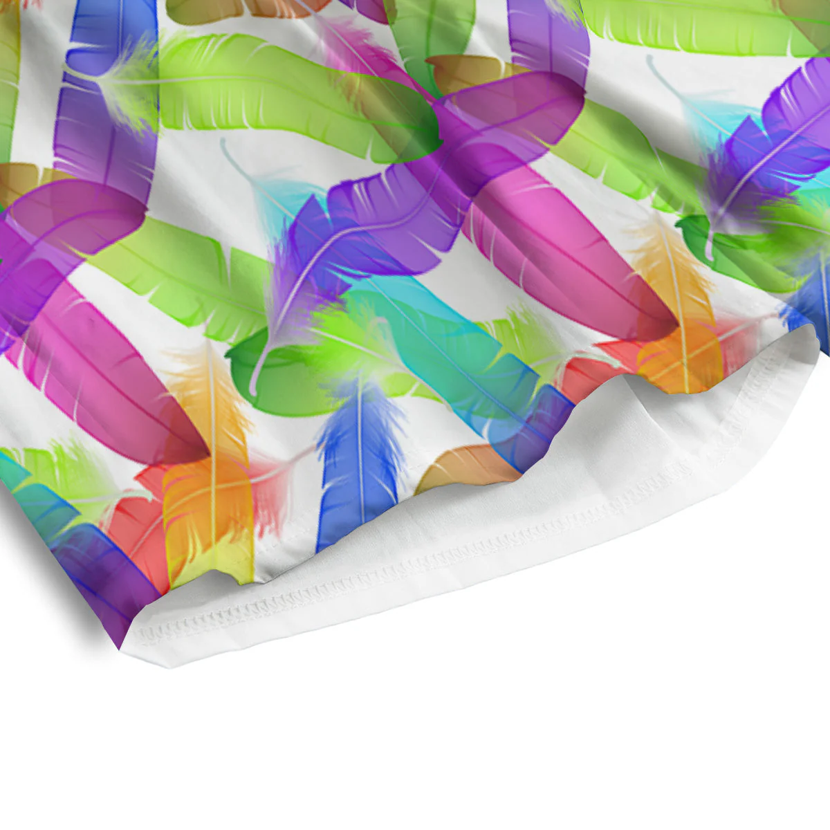 Rainbow Color Feather Print Pattern Men's Athletic Shorts - Image 4