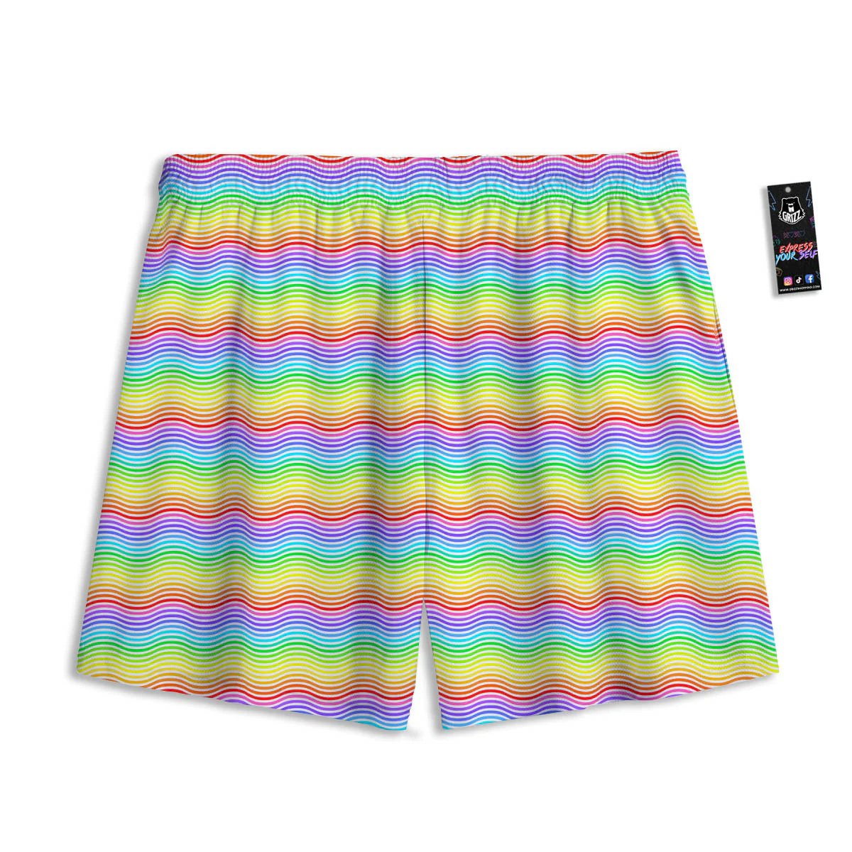 Rainbow Curved Print Pattern Mesh Shorts - Image 2