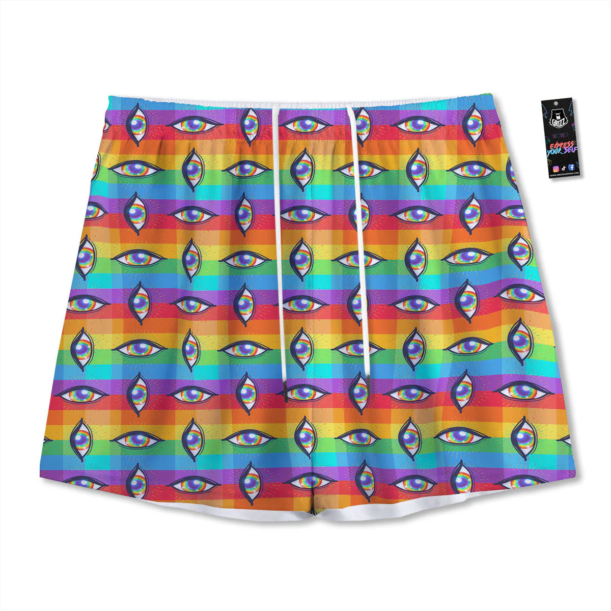 Rainbow Eyes LGBT Pride Print Pattern Mesh Shorts