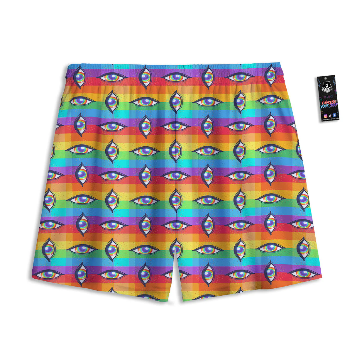 Rainbow Eyes LGBT Pride Print Pattern Mesh Shorts - Image 2