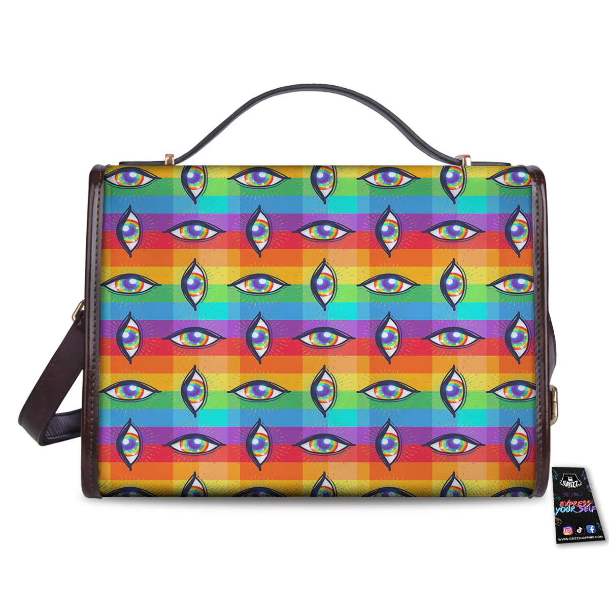 Rainbow Eyes LGBT Pride Print Pattern Women's Satchel Bag - Image 2