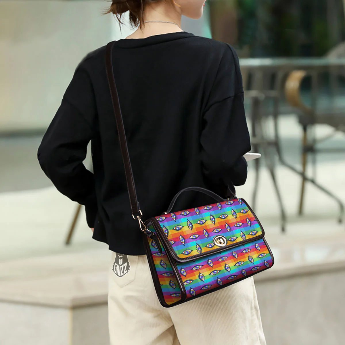 Rainbow Eyes LGBT Pride Print Pattern Women's Satchel Bag - Image 3