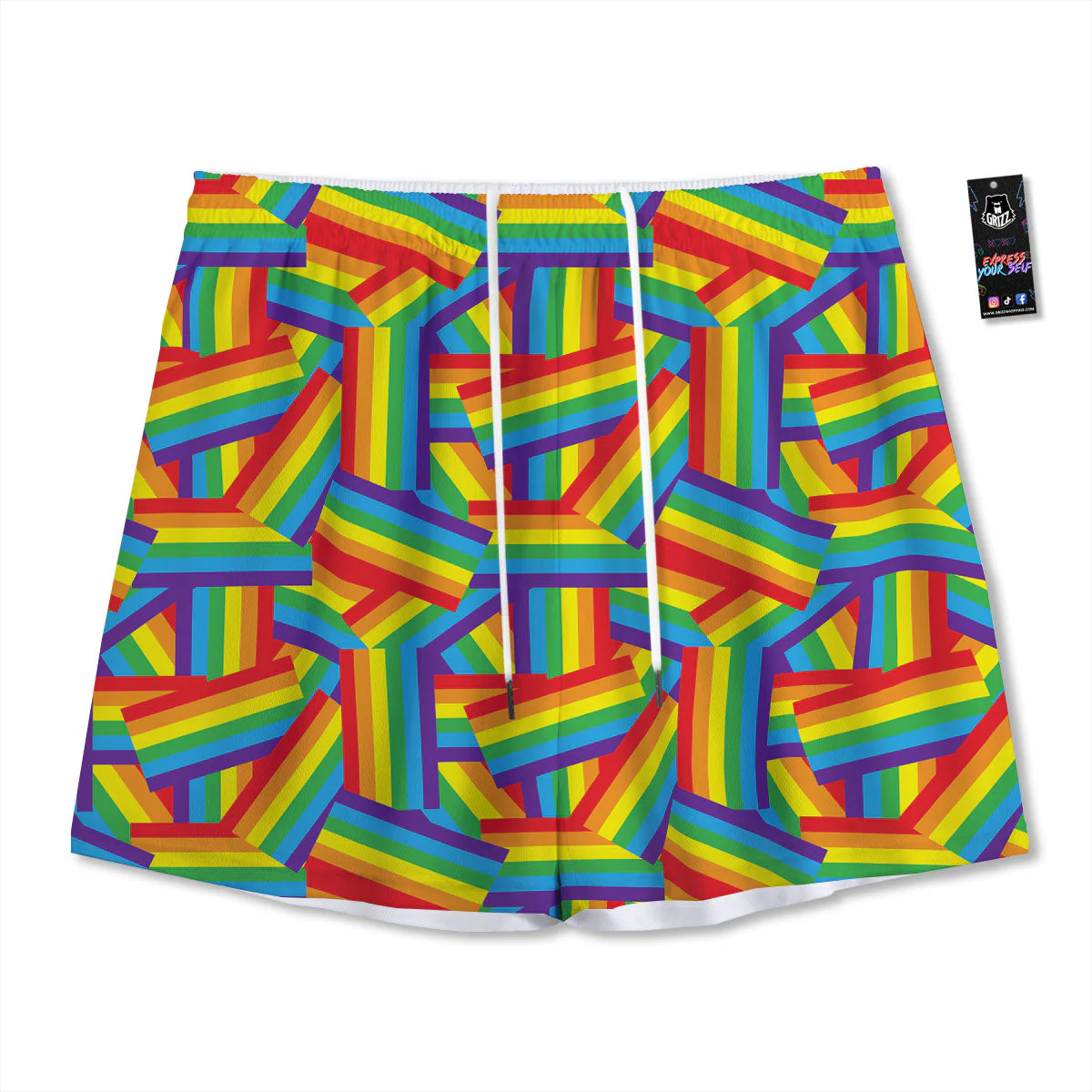 Rainbow Flag LGBT Pride Pattern Mesh Shorts