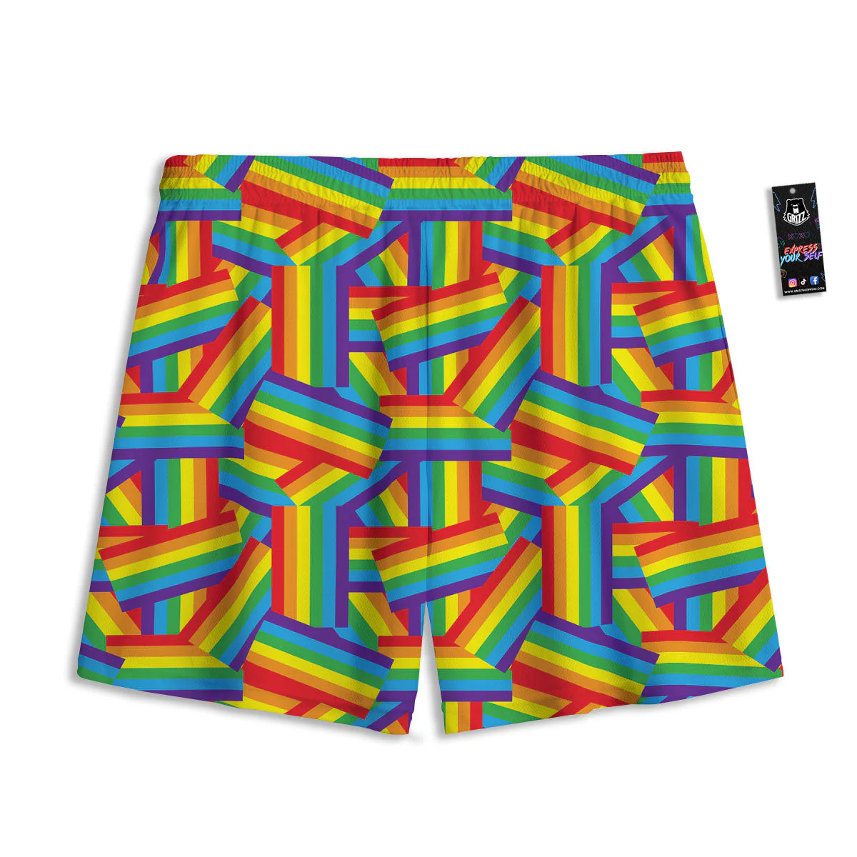 Rainbow Flag LGBT Pride Pattern Mesh Shorts - Image 2
