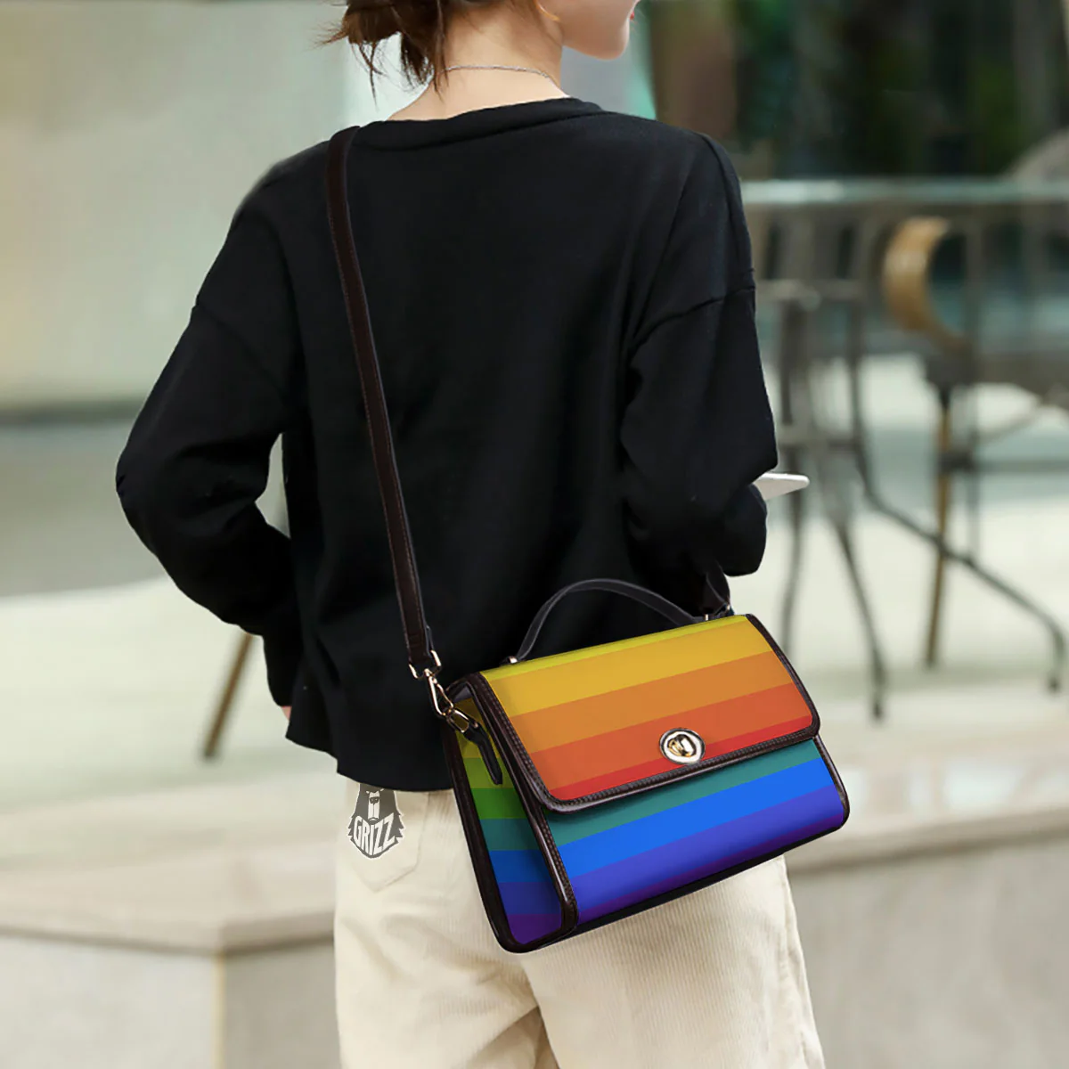 Rainbow Flag LGBT Pride Print Women's Satchel Bag - Image 3