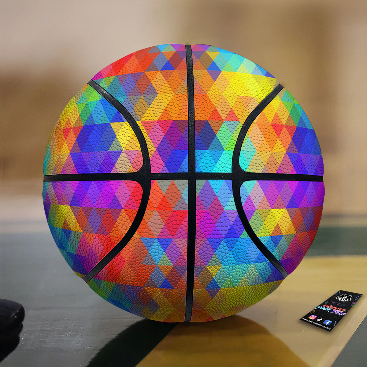 Rainbow Geometric Print Pattern Basketball