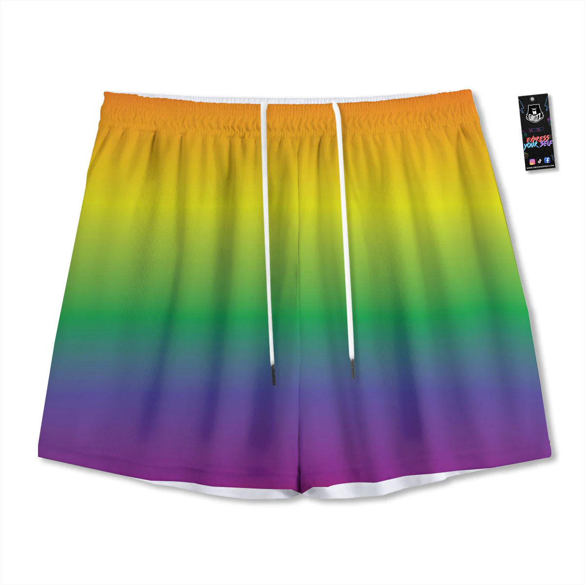 Rainbow Gradient LGBT Pride Print Mesh Shorts