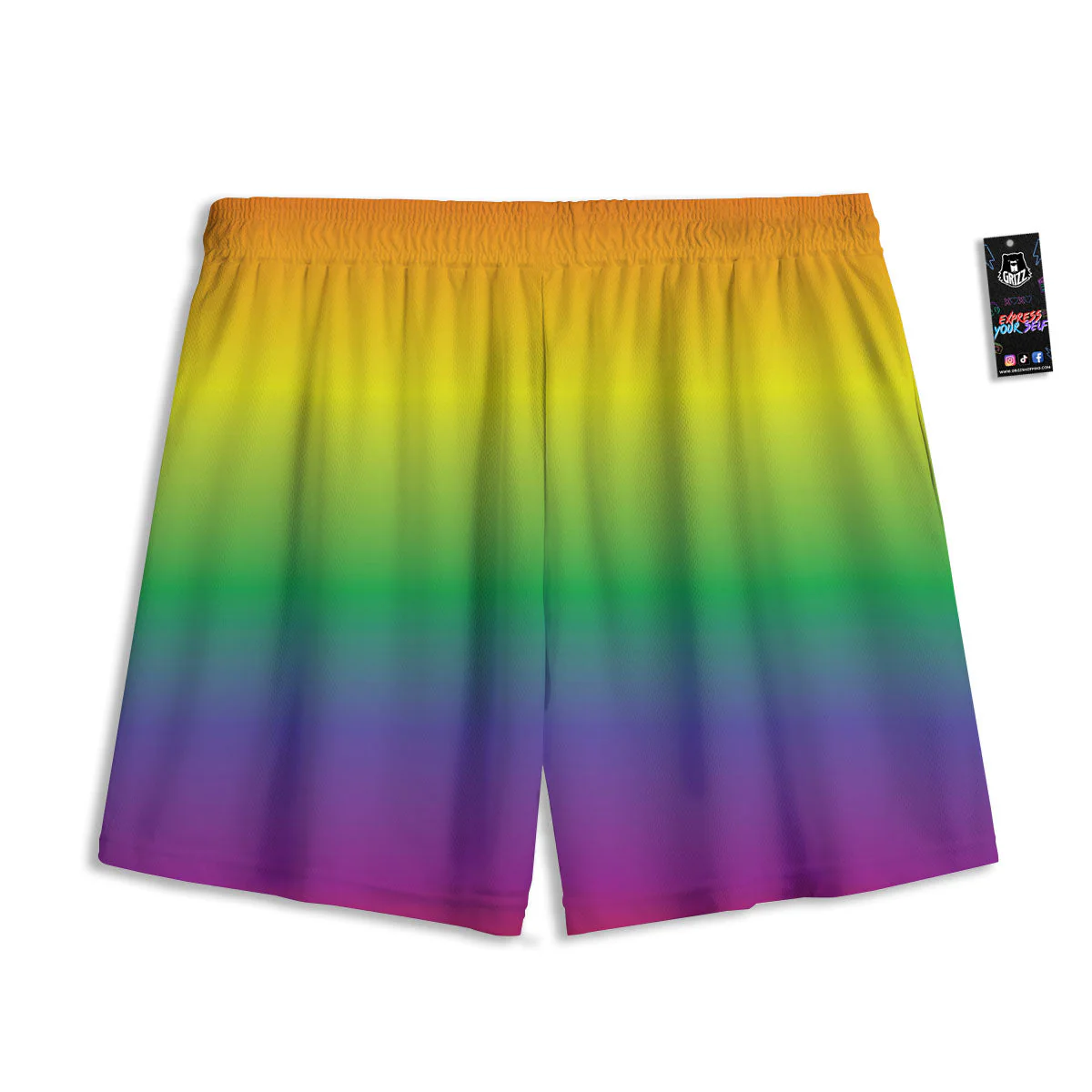 Rainbow Gradient LGBT Pride Print Mesh Shorts - Image 2