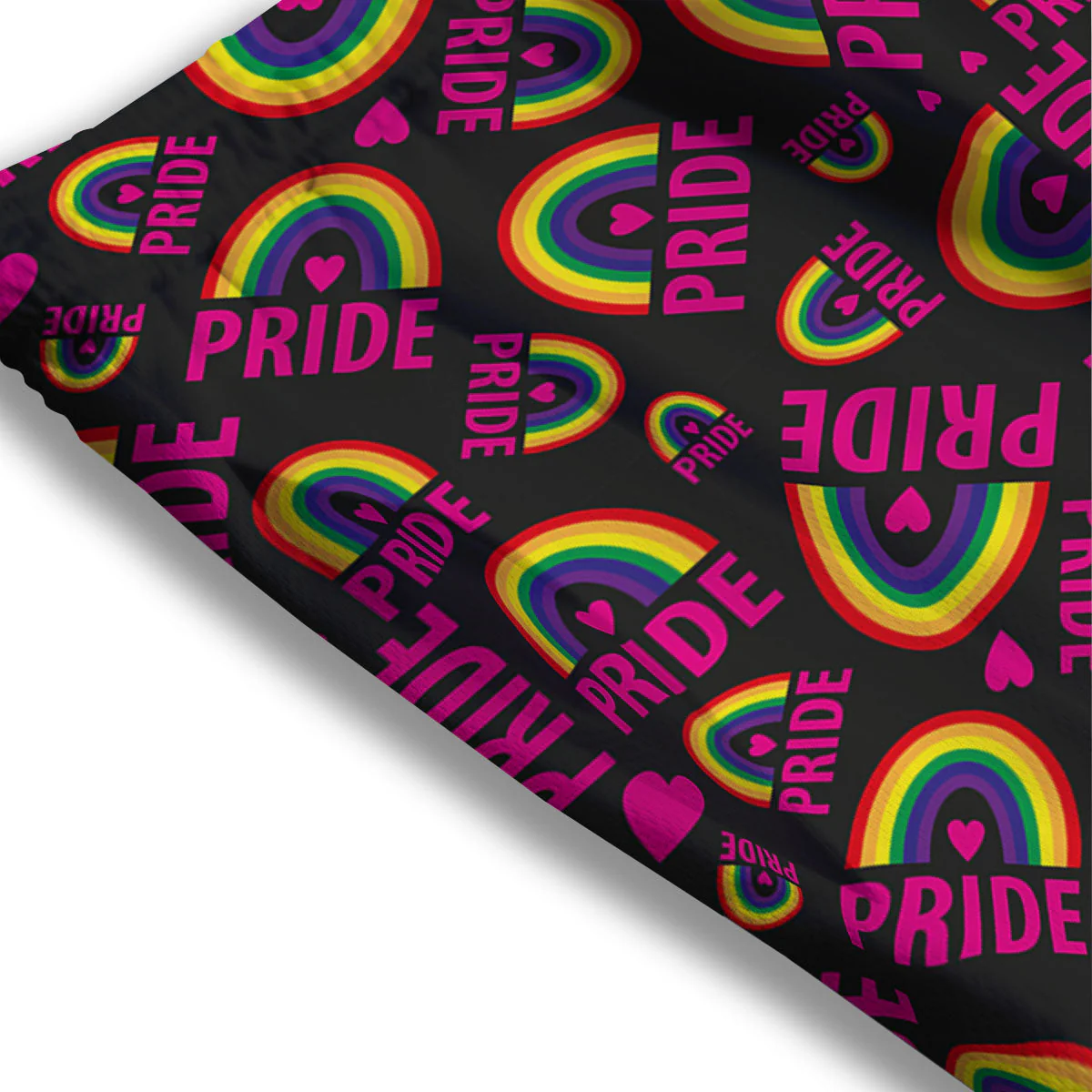 Rainbow Heart LGBT Pride Print Pattern Mesh Shorts - Image 3