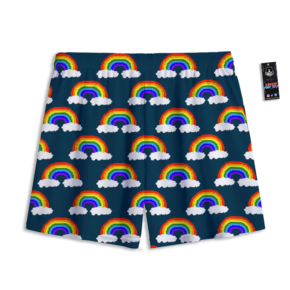 Rainbow Pixel Print Pattern Mesh Shorts - Image 2