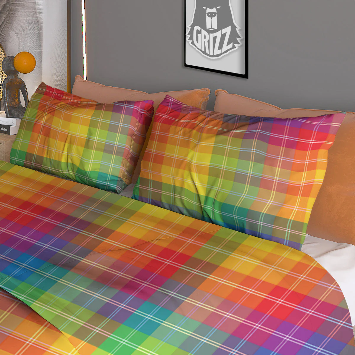 Rainbow Plaid LGBT Pride Print Pattern Duvet Cover Bedding Set - Image 3