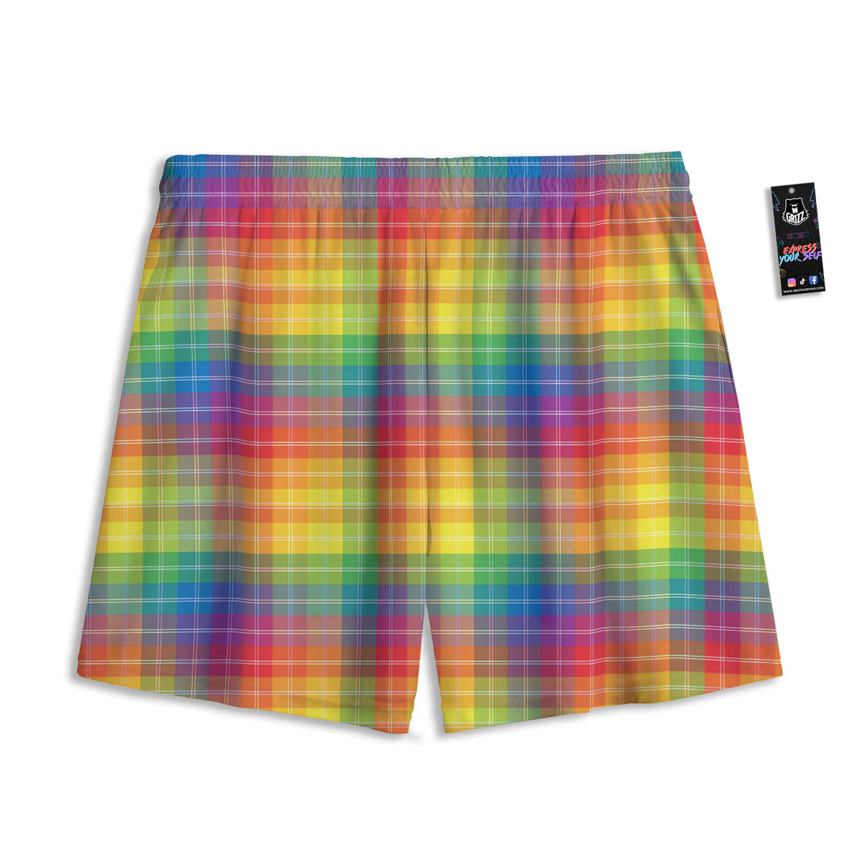 Rainbow Plaid LGBT Pride Print Pattern Mesh Shorts - Image 2
