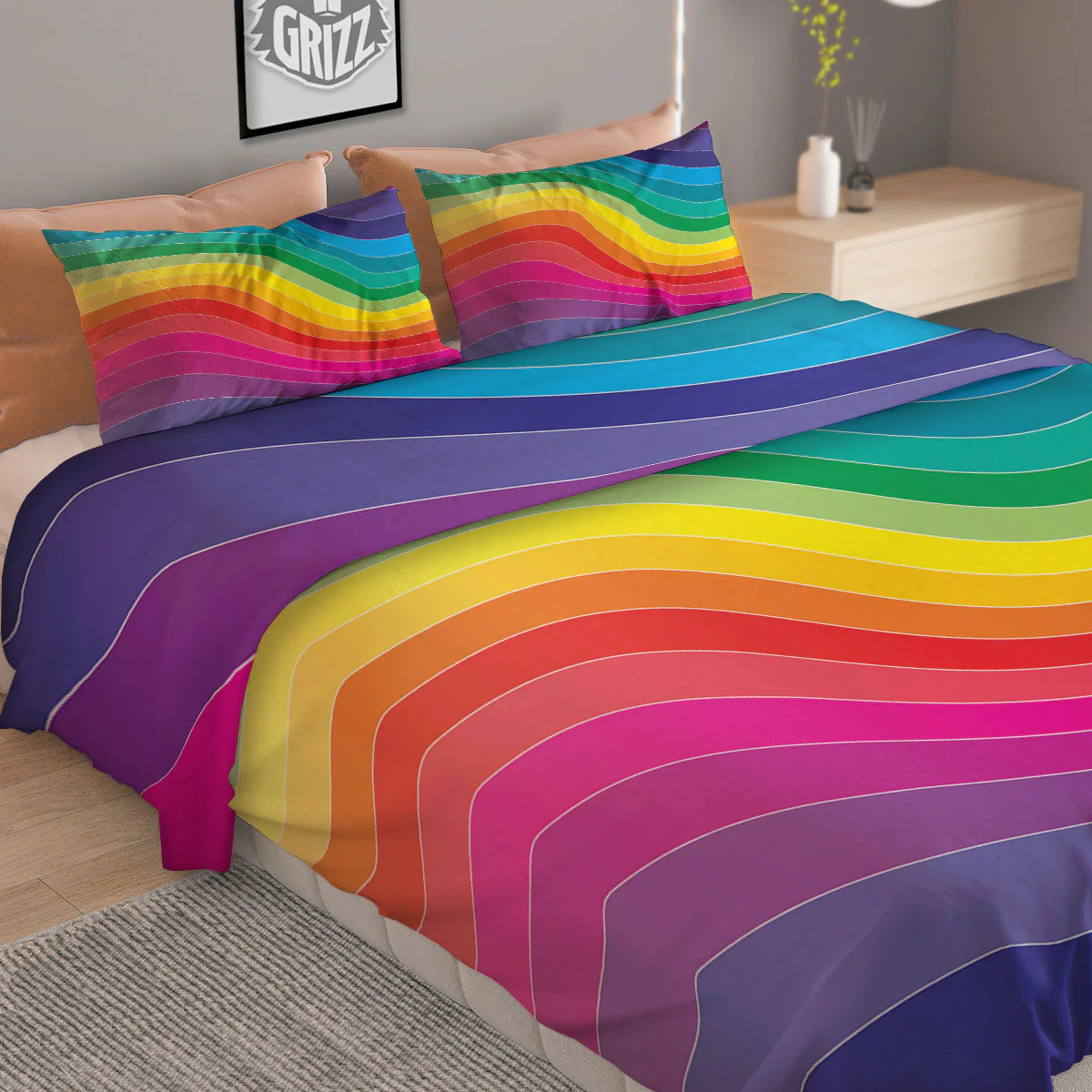 Rainbow Print Duvet Cover Bedding Set - Image 2