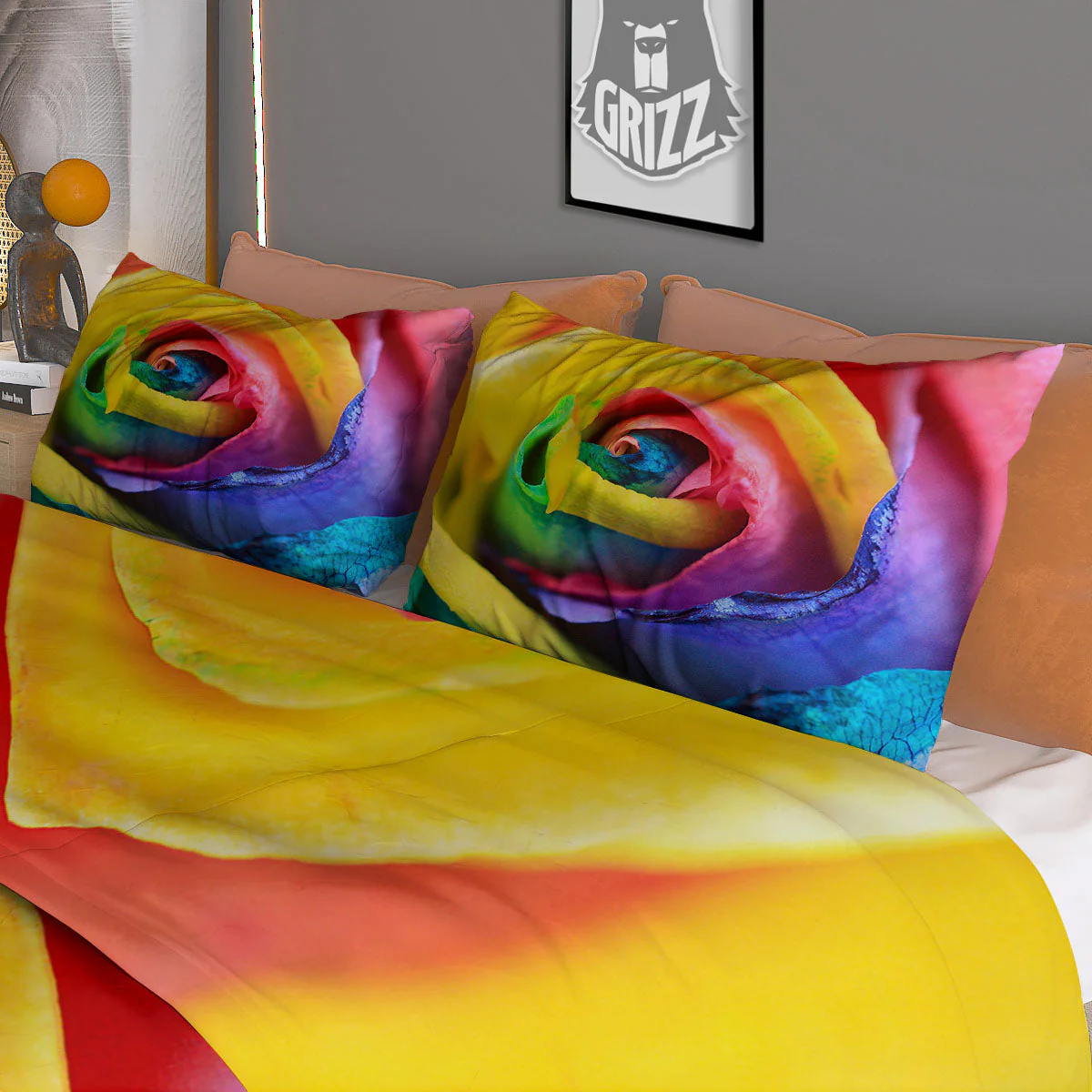 Rainbow Roses LGBT Pride Print Duvet Cover Bedding Set - Image 3