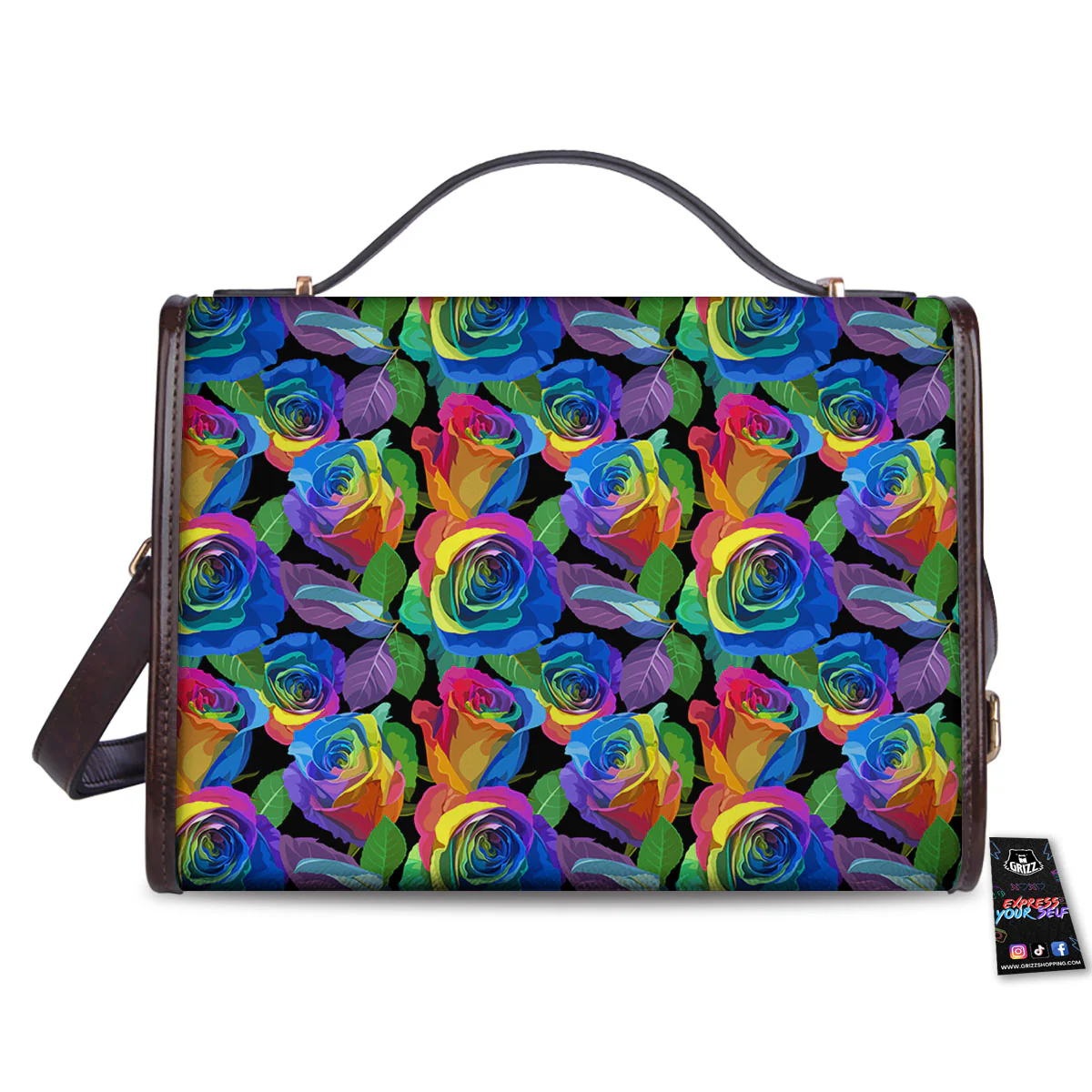 Rainbow Roses LGBT Pride Print Pattern Women's Satchel Bag - Image 2