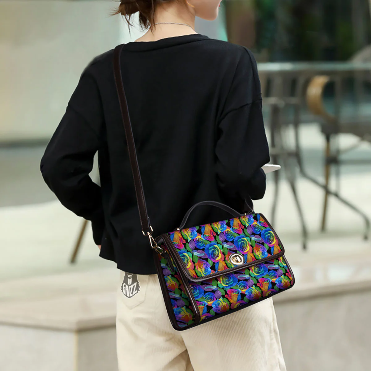 Rainbow Roses LGBT Pride Print Pattern Women's Satchel Bag - Image 3