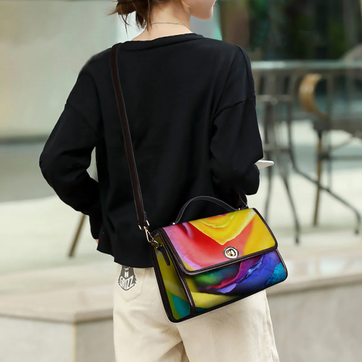 Rainbow Roses LGBT Pride Print Women's Satchel Bag - Image 3