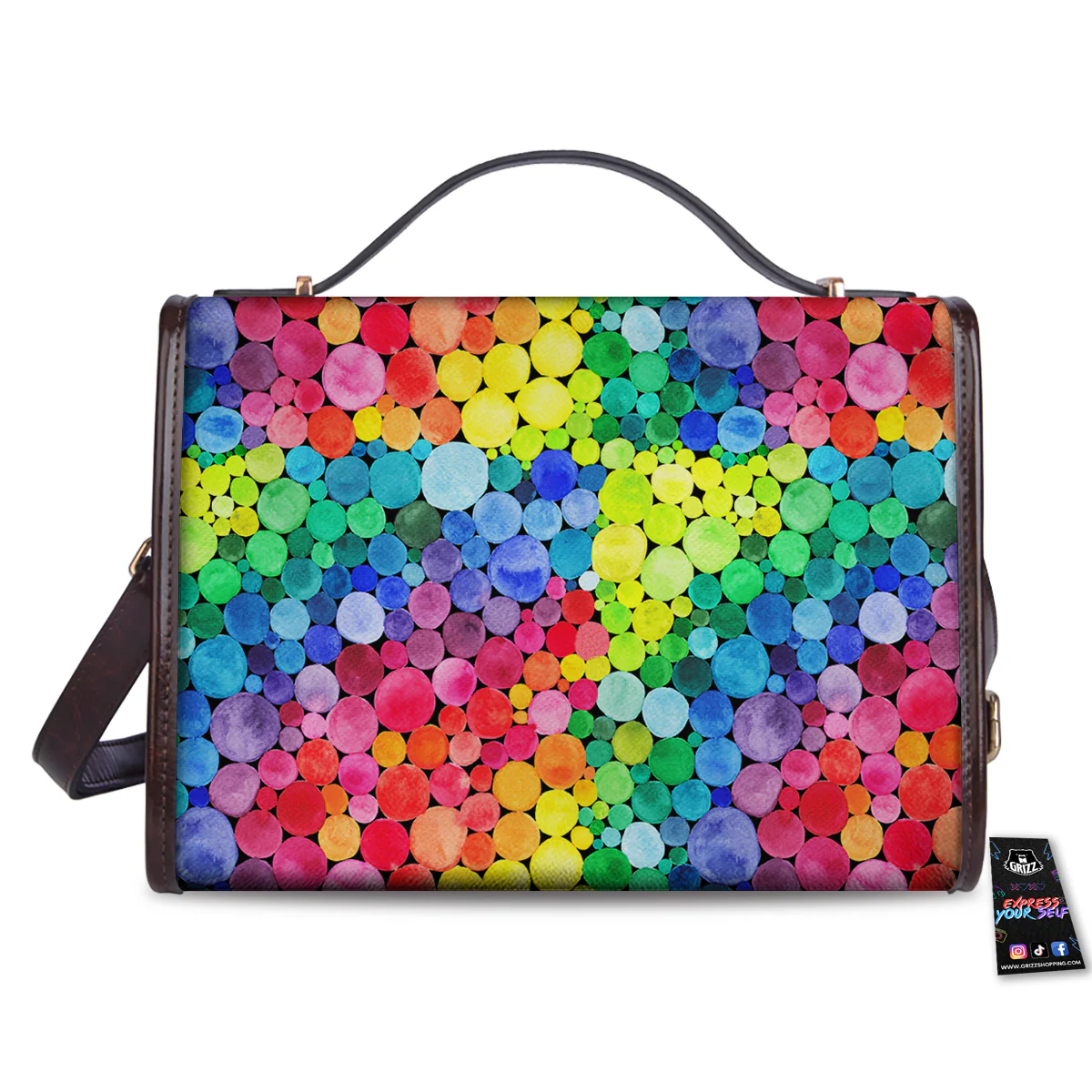 Rainbow Watercolor Print Pattern Women's Satchel Bag - Image 2
