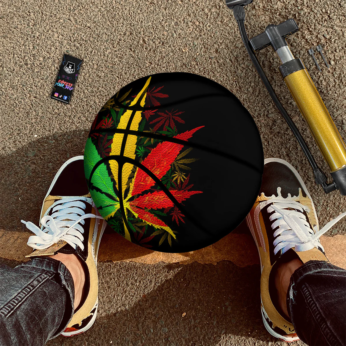 Rasta Cannabis Print Basketball - Image 2