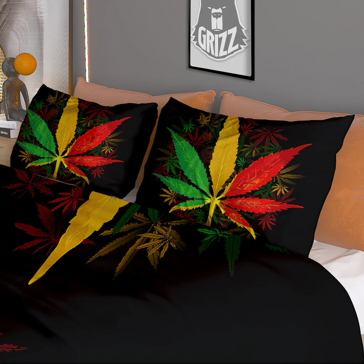 Rasta Cannabis Print Duvet Cover Bedding Set - Image 3