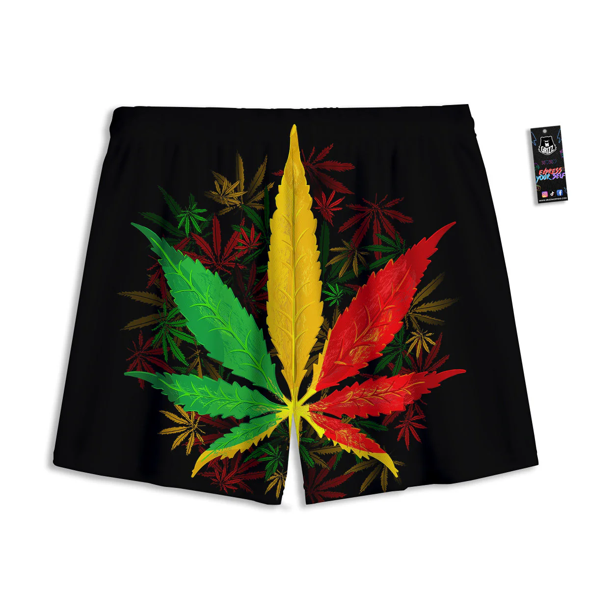 Rasta Cannabis Print Mesh Shorts - Image 2
