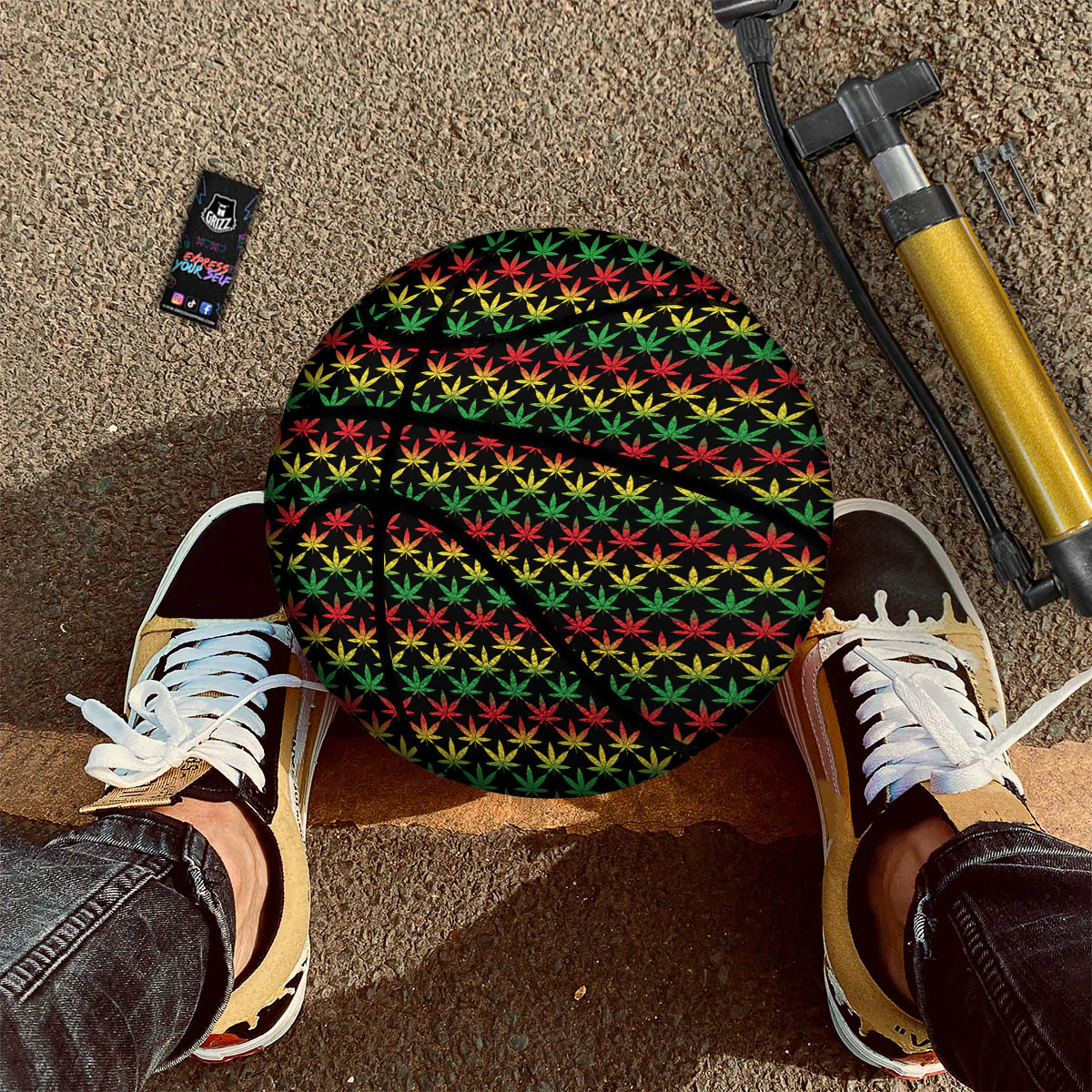 Rasta Cannabis Print Pattern Basketball - Image 2