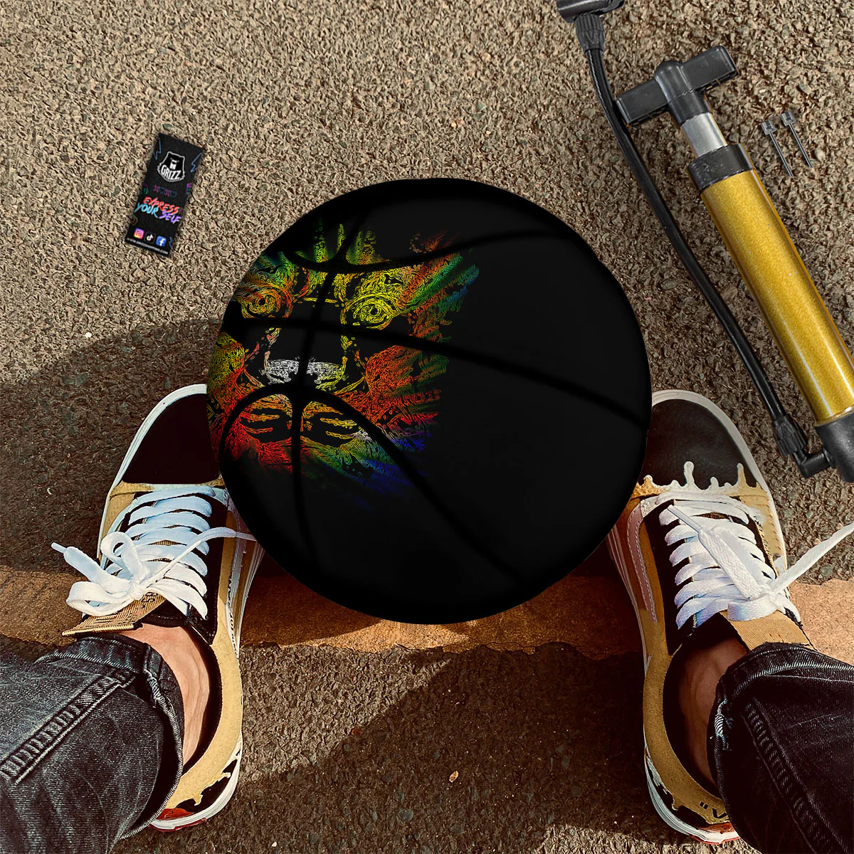 Rasta Lion Grunge Print Basketball - Image 2